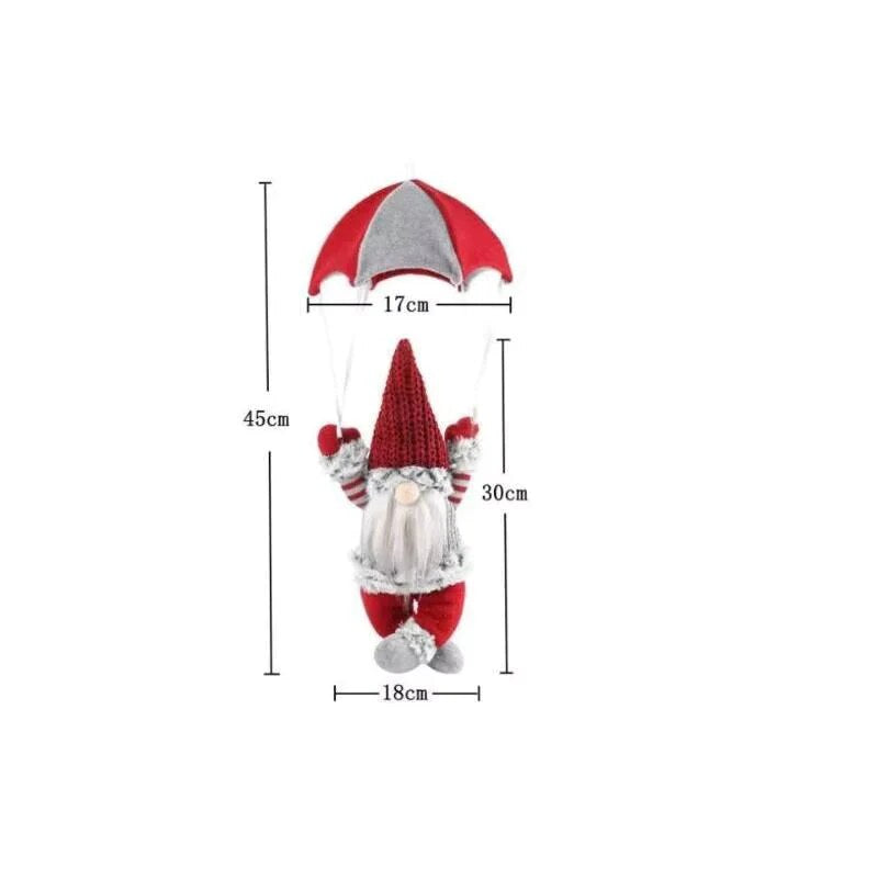 Père Noël parachutiste – suspension de sapin en peluche