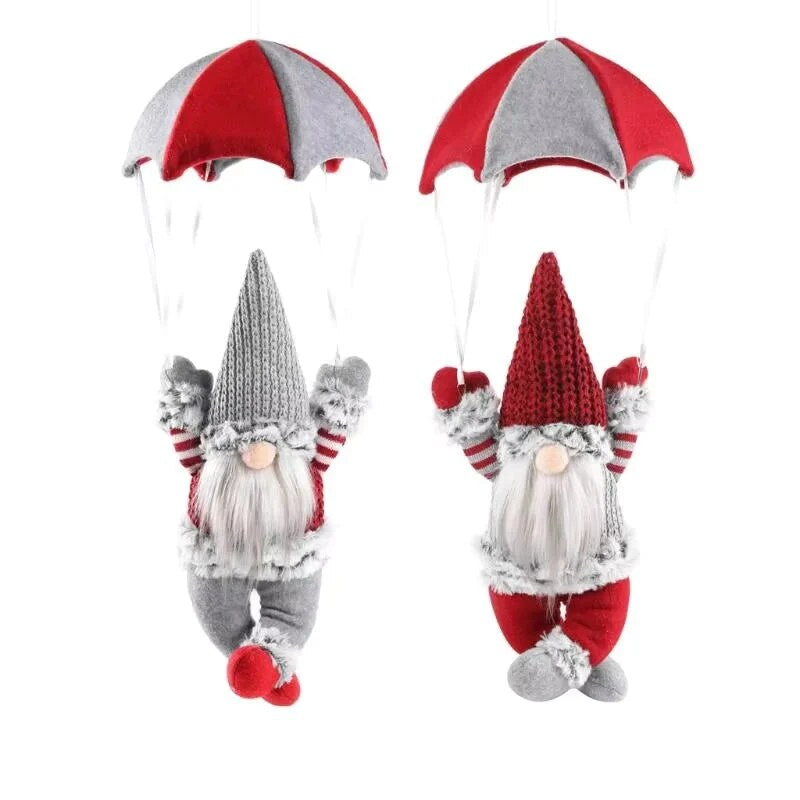 Père Noël parachutiste – suspension de sapin en peluche