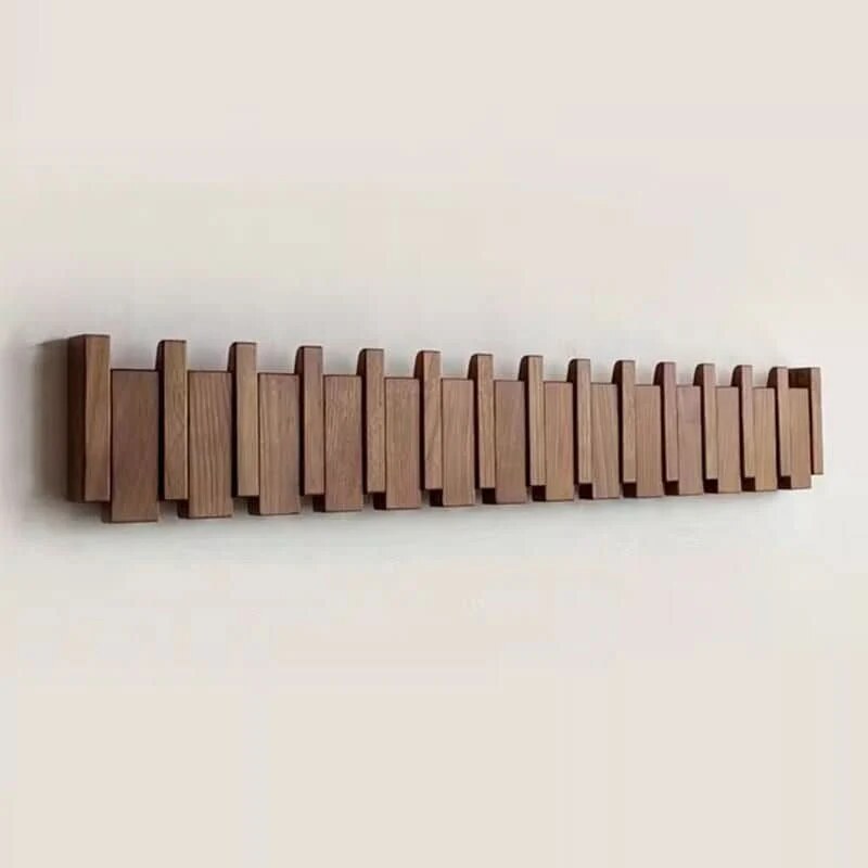Patère murale en bois au design piano – Crochets rabattables