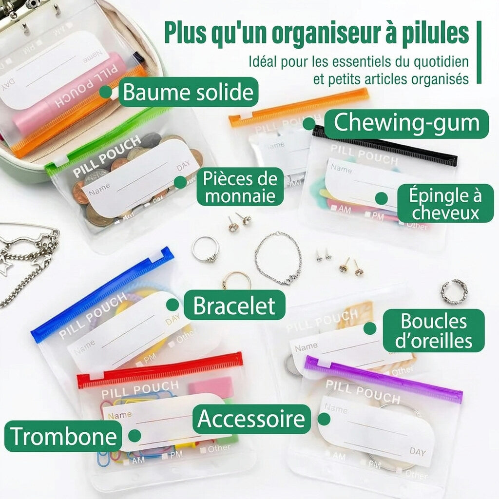 Pilulier semainier – 14 compartiments avec étui en similicuir