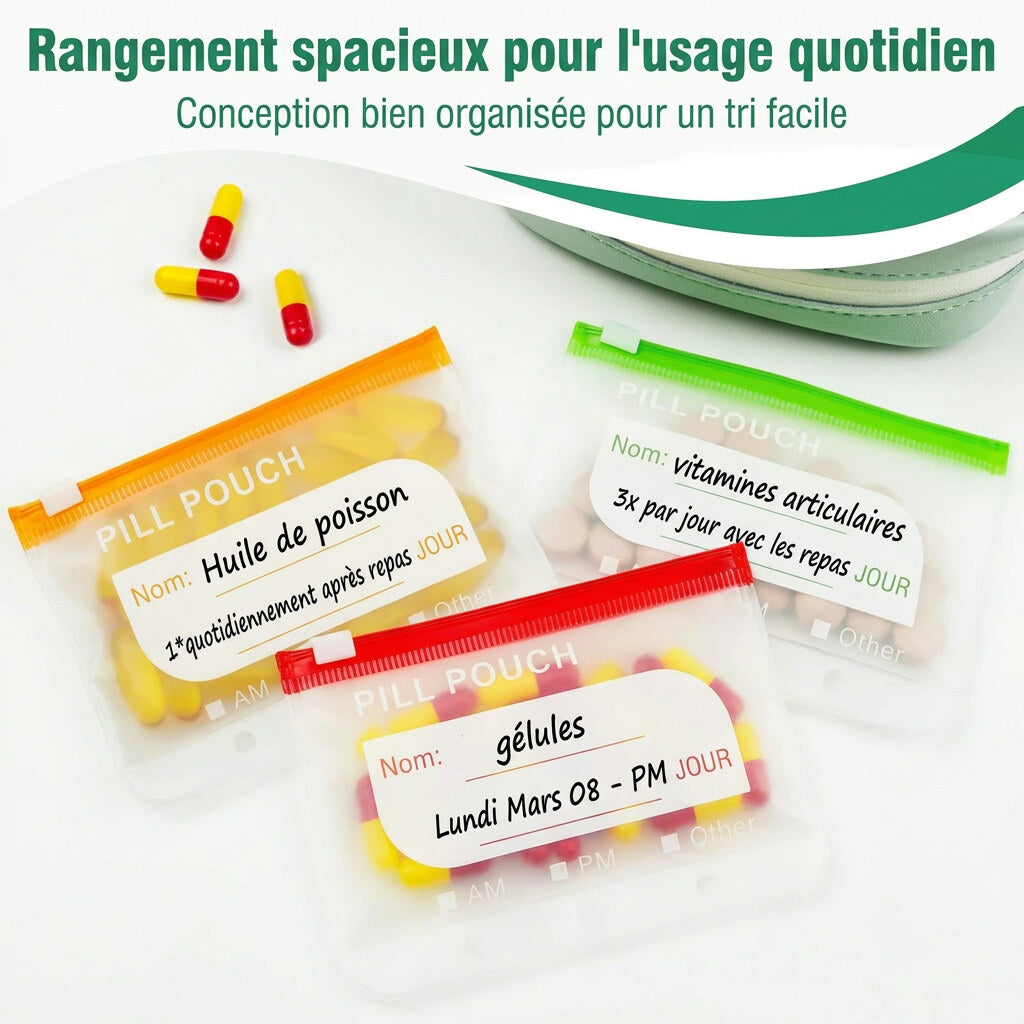 Pilulier semainier – 14 compartiments avec étui en similicuir
