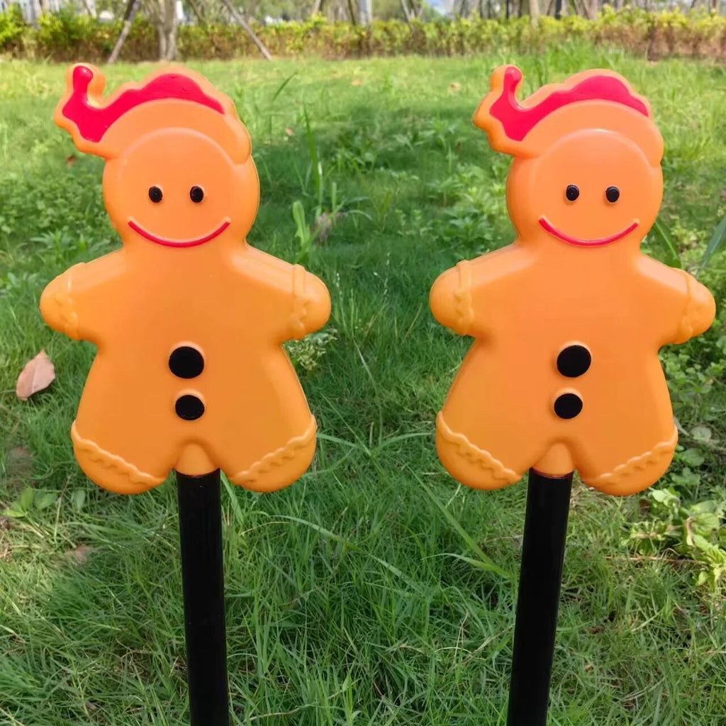 Piquets lumineux LED bonhommes pain d'épices – décoration de jardin festive