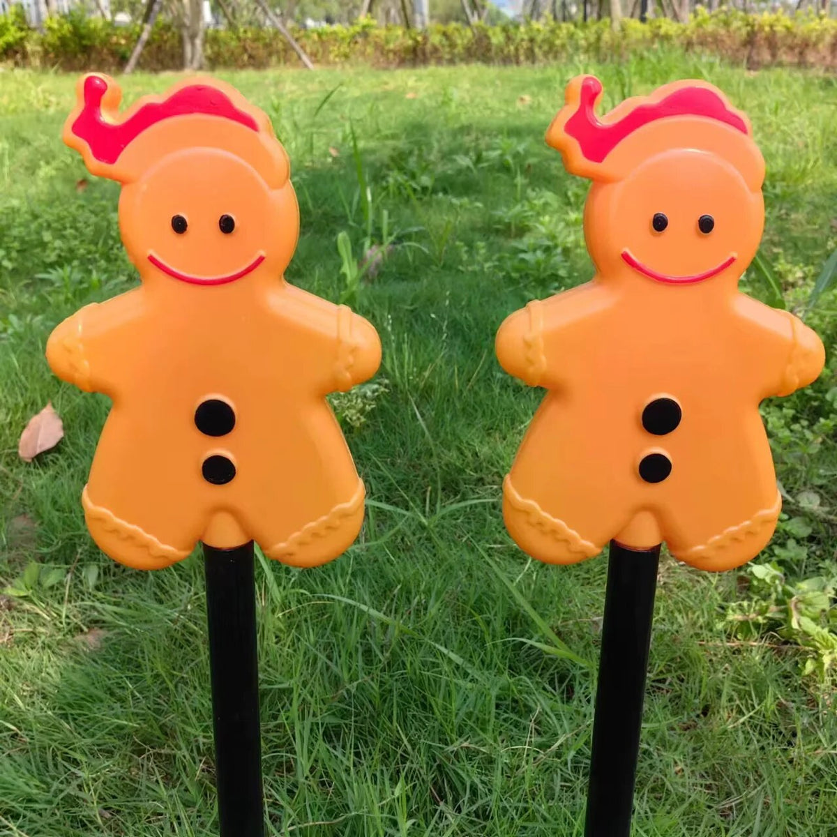 Piquets lumineux LED bonhommes pain d'épices – décoration de jardin festive