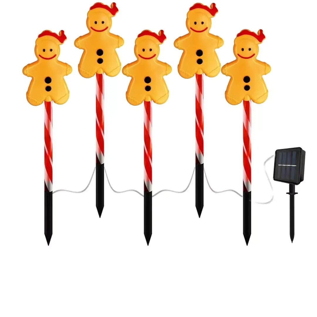 Piquets lumineux LED bonhommes pain d'épices – décoration de jardin festive
