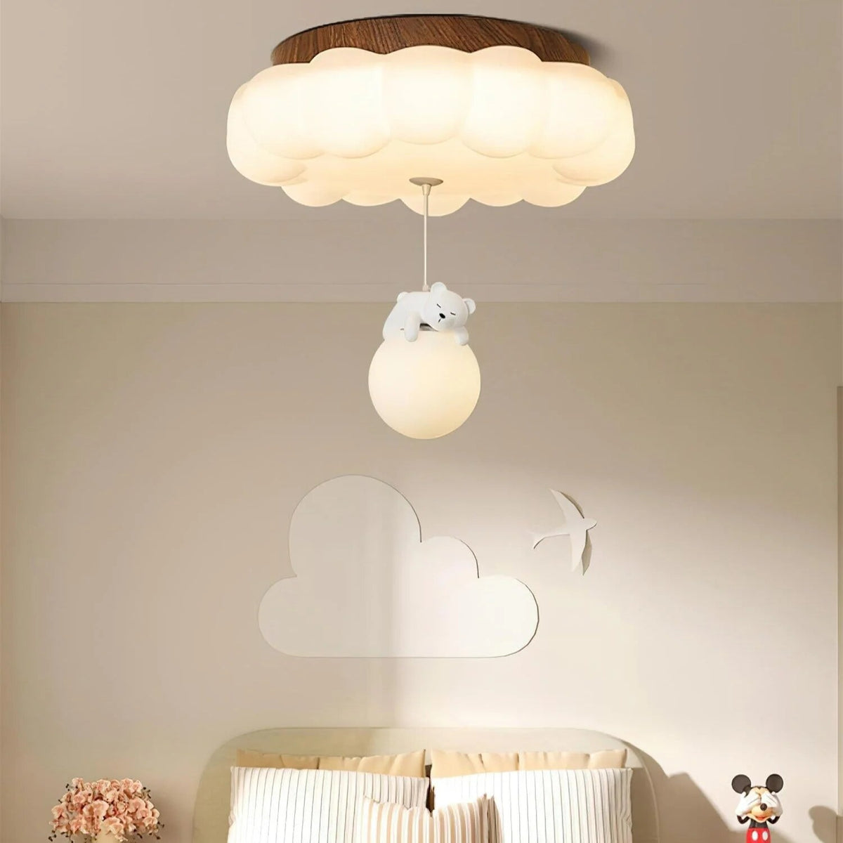 Plafonnier chambre d'enfant – ours suspendu et nuage