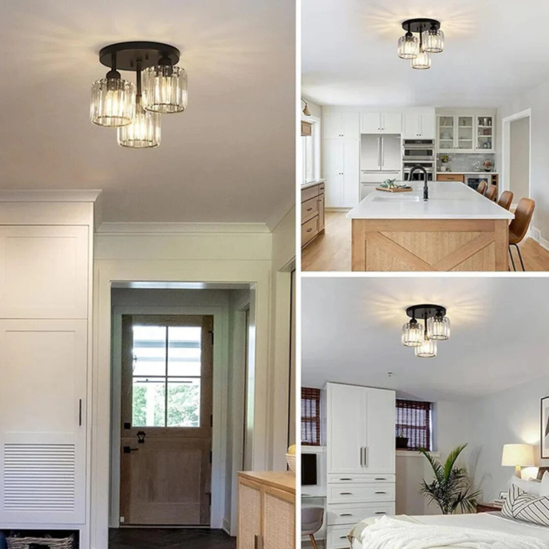Plafonnier cristal semi-encastré – lustre pour chambre, salon et séjour