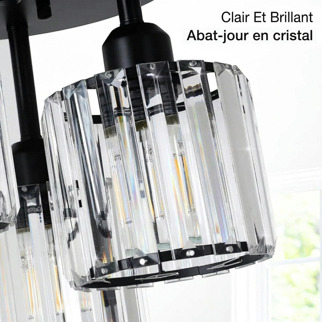 Plafonnier cristal semi-encastré – lustre pour chambre, salon et séjour