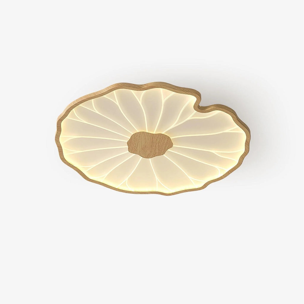 Plafonnier Feuille de Lotus – finition bois hydrographique