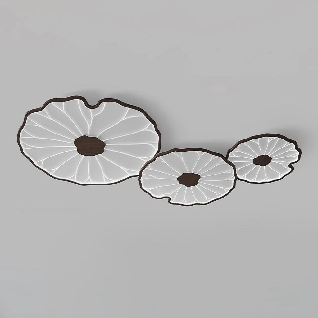 Plafonnier Feuille de Lotus – finition bois hydrographique