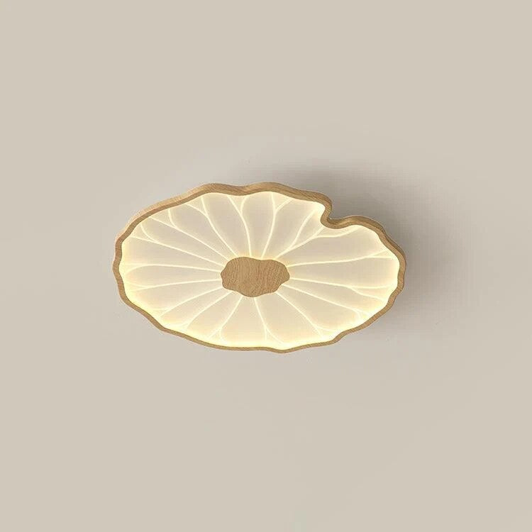 Plafonnier Feuille de Lotus – finition bois hydrographique