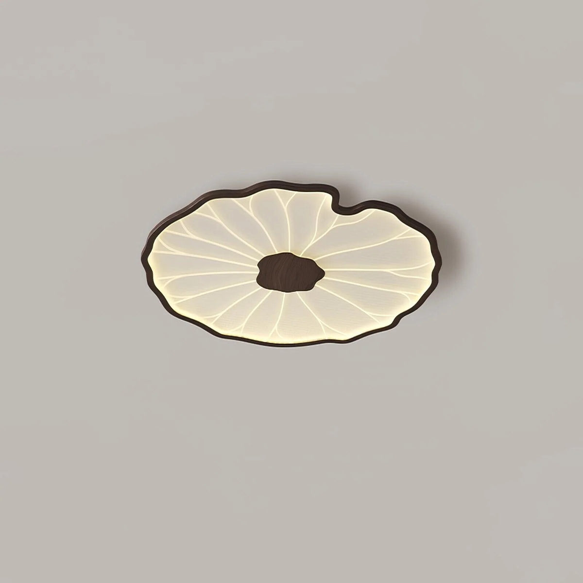Plafonnier Feuille de Lotus – finition bois hydrographique