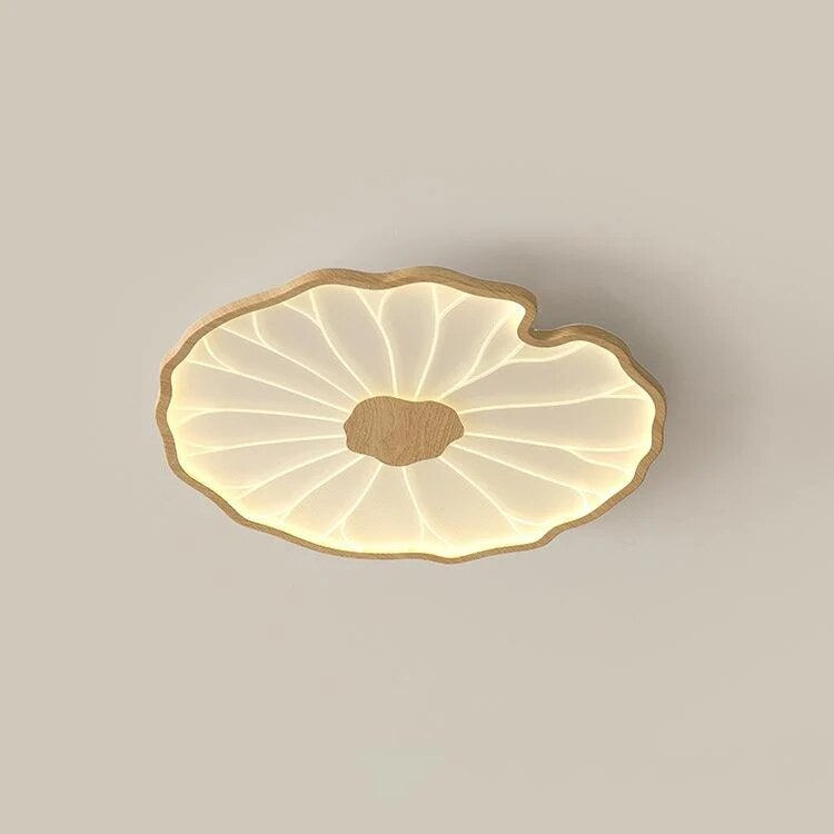 Plafonnier Feuille de Lotus – finition bois hydrographique