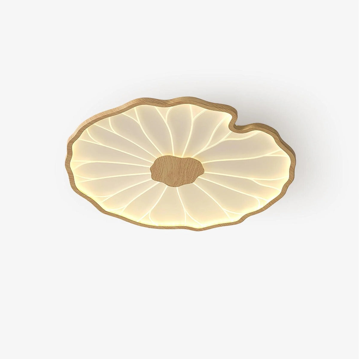 Plafonnier Feuille de Lotus – finition bois hydrographique