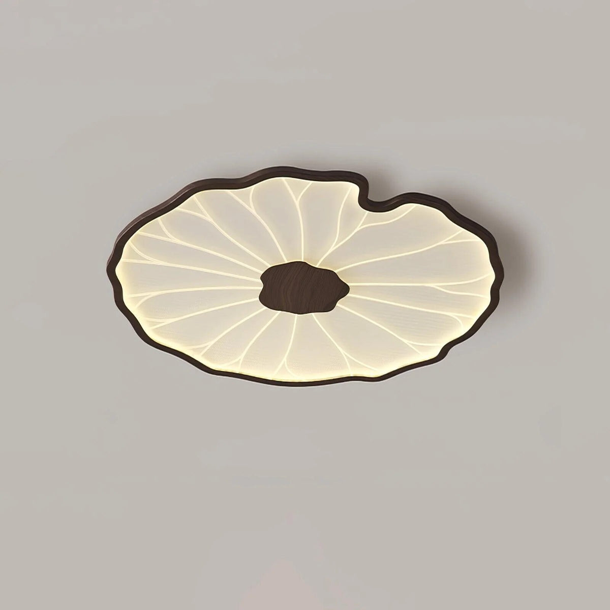 Plafonnier Feuille de Lotus – finition bois hydrographique