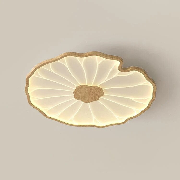 Plafonnier Feuille de Lotus – finition bois hydrographique