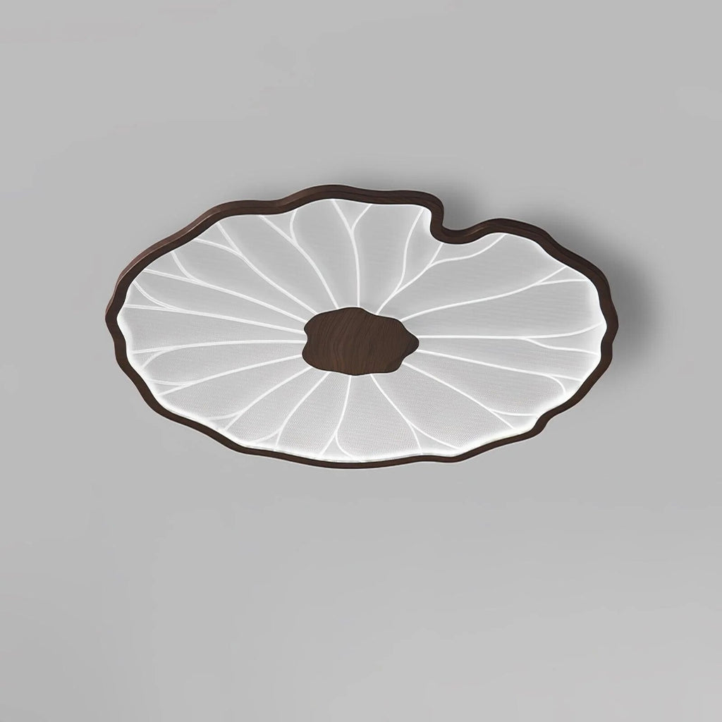 Plafonnier Feuille de Lotus – finition bois hydrographique