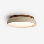 Plafonnier Kloris – travertin naturel, finitions bois