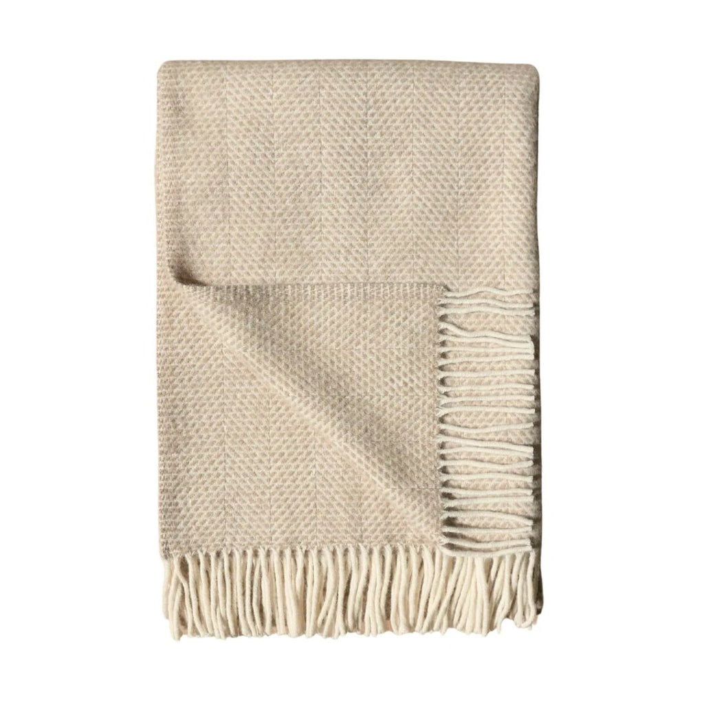 Plaid Beehive en Laine Beige – confection artisanale anglaise