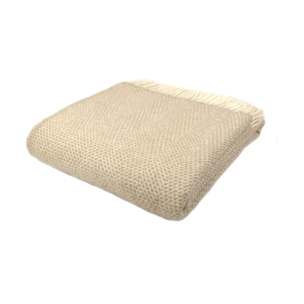 Plaid Beehive en Laine Beige – confection artisanale anglaise