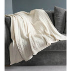 Plaid blanc cassé – laine et polyamide, relief élégant