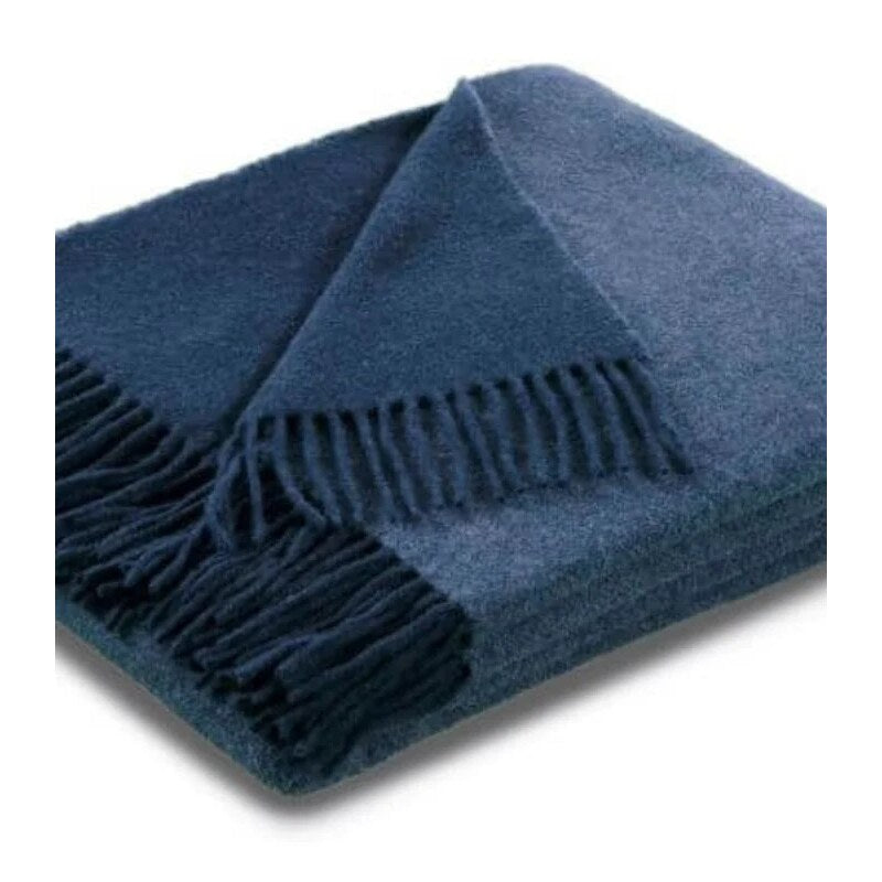 Plaid cachemire et laine – réversible indigo et marine
