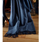 Plaid cachemire et laine – réversible indigo et marine