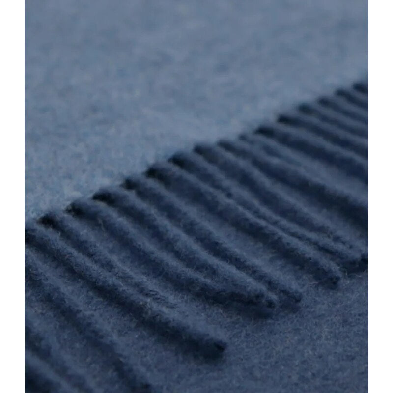 Plaid cachemire et laine – réversible indigo et marine