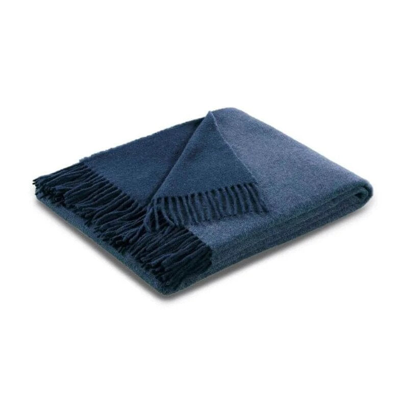 Plaid cachemire et laine – réversible indigo et marine