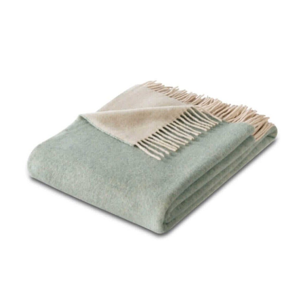 Plaid cachemire réversible – bicolore vert celadon et crème