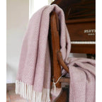 Plaid de pure laine – rose pâle, tissé en Angleterre