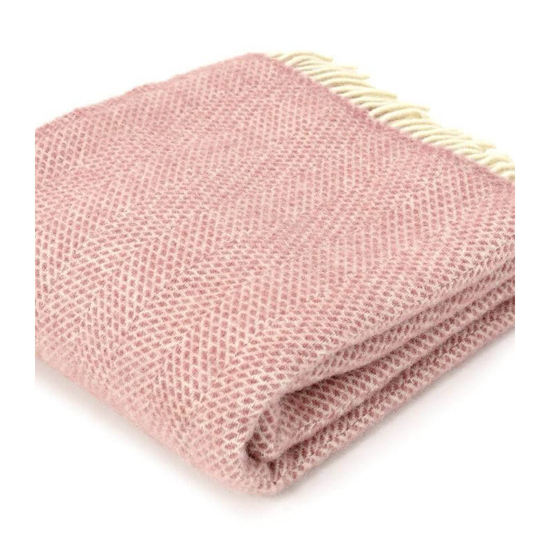 Plaid de pure laine – rose pâle, tissé en Angleterre