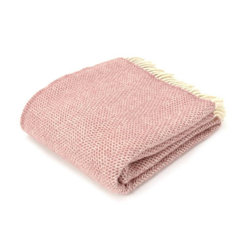Plaid de pure laine – rose pâle, tissé en Angleterre