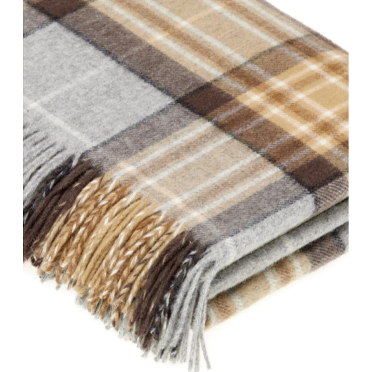 Plaid écossais en laine mérinos – couleurs neutres beige et gris