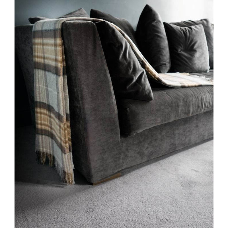 Plaid écossais en laine mérinos – couleurs neutres beige et gris