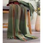Plaid en Cachemire et Laine – Motif Carreaux Vert Orange