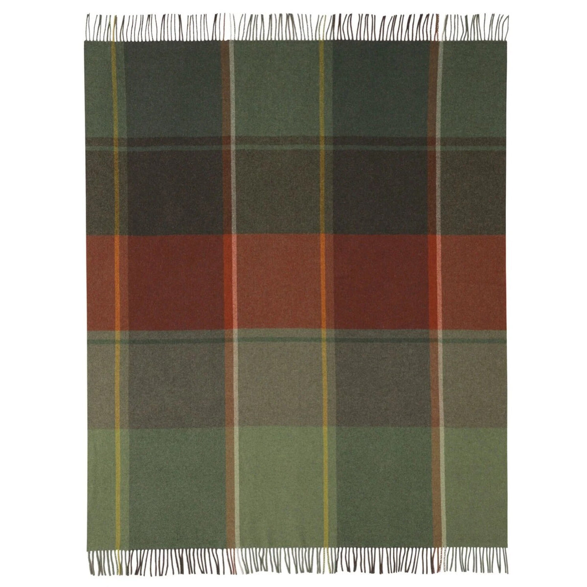 Plaid en Cachemire et Laine – Motif Carreaux Vert Orange