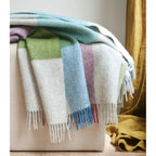 Plaid en laine à carreaux – teintes pastels multicolores
