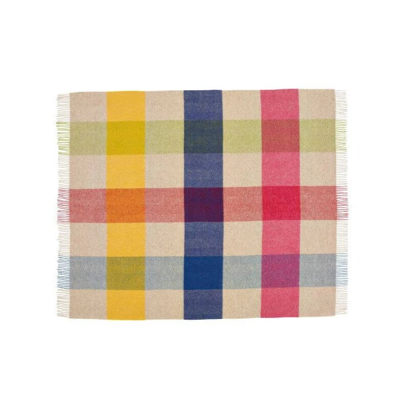 Plaid en laine – Carreaux multicolore chaleureux et doux