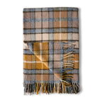 Plaid en laine écossaise – Tartan jaune et gris, tissage britannique