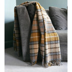 Plaid en laine écossaise – Tartan jaune et gris, tissage britannique