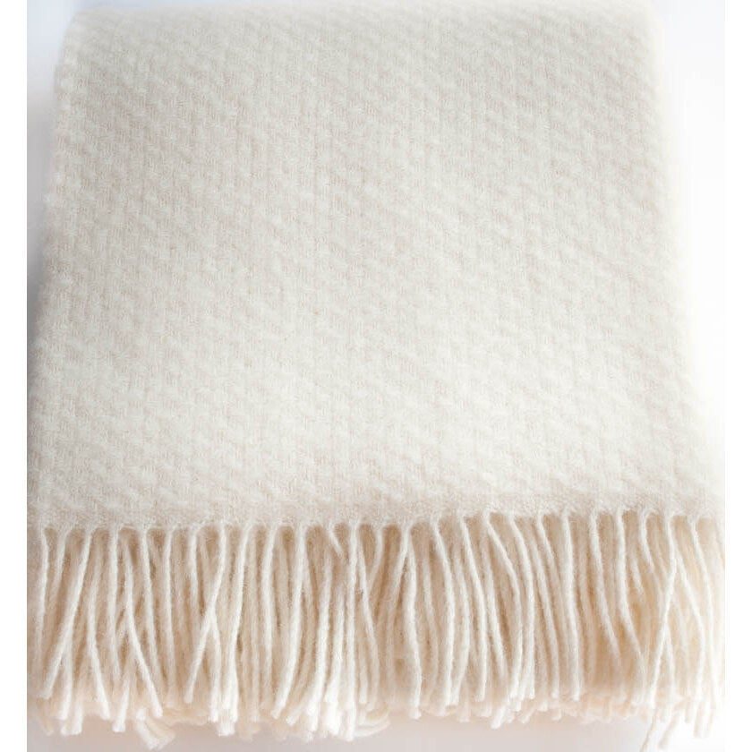 Plaid en laine pure – couverture blanche cassée grand format