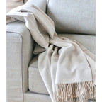 Plaid en laine pure – reversible beige et crème légère