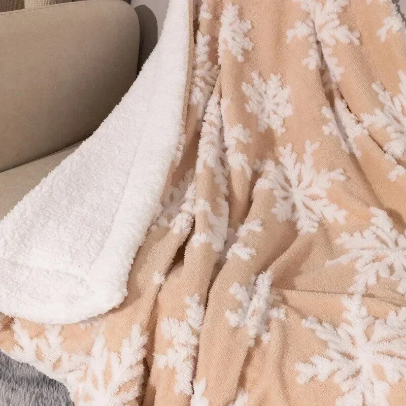 Plaid – flocons de neige, polaire et laine d'agneau douce