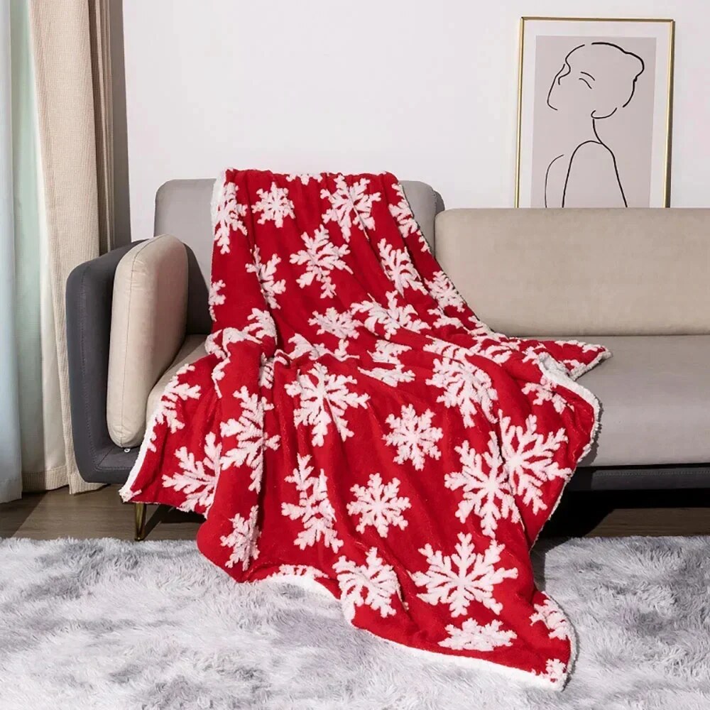 Plaid – flocons de neige, polaire et laine d'agneau douce