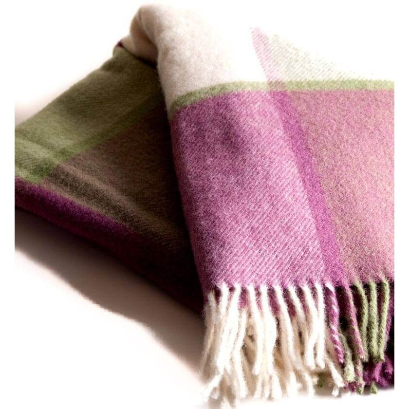 Plaid Laine Écossais – Couverture Carreaux Framboise
