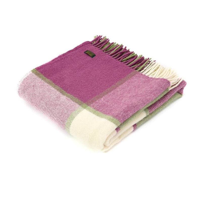 Plaid Laine Écossais – Couverture Carreaux Framboise