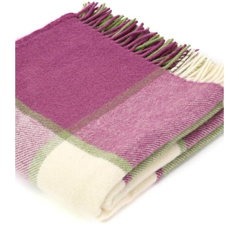 Plaid Laine Écossais – Couverture Carreaux Framboise