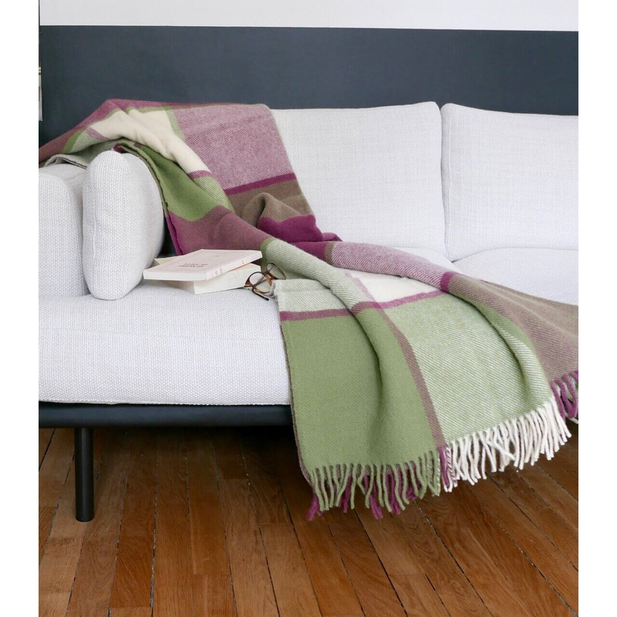Plaid Laine Écossais – Couverture Carreaux Framboise