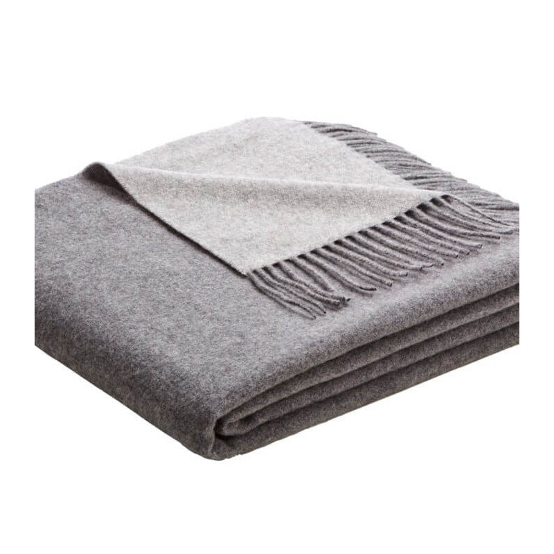 Plaid laine et cachemire – réversible gris clair et anthracite