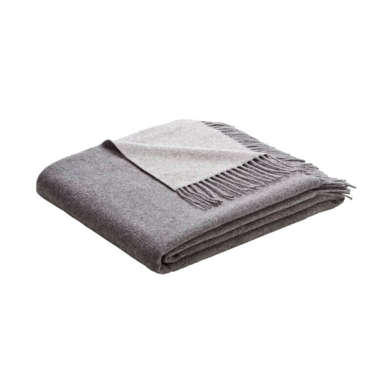 Plaid laine et cachemire – réversible gris clair et anthracite